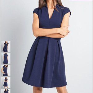 Modcloth knit dress with pleats and cap sleeves